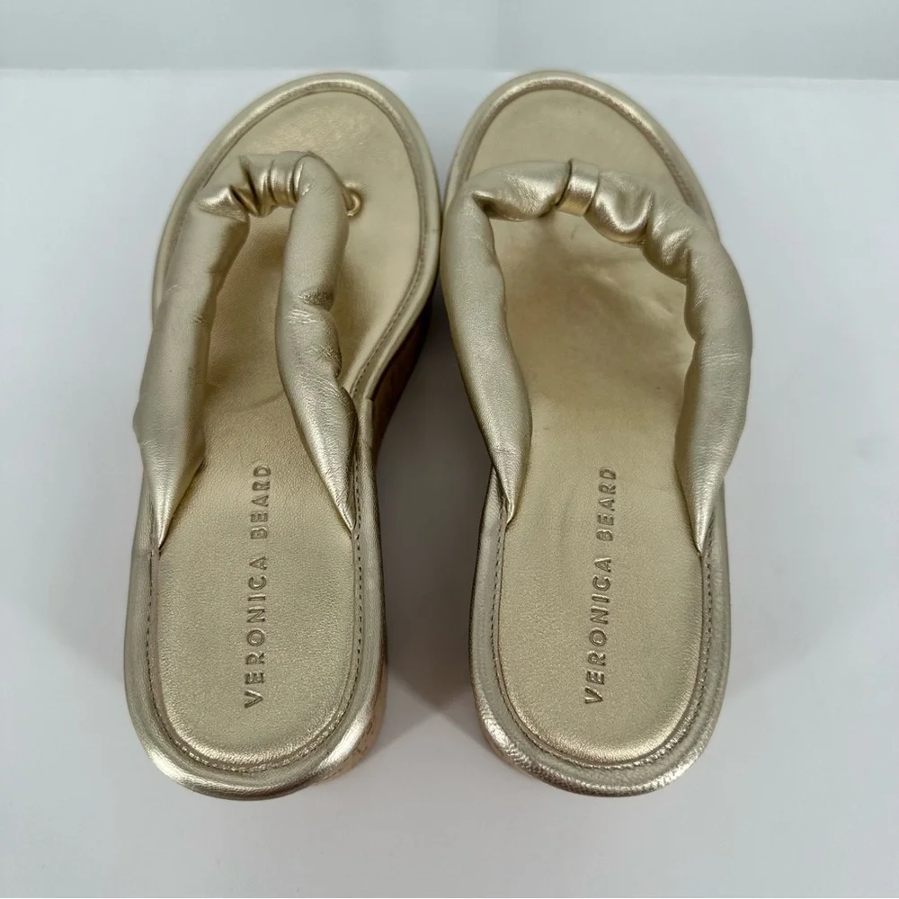 Veronica Beard Gabby Platform in Metallic Gold Leather size 8 Wedges Sandals
